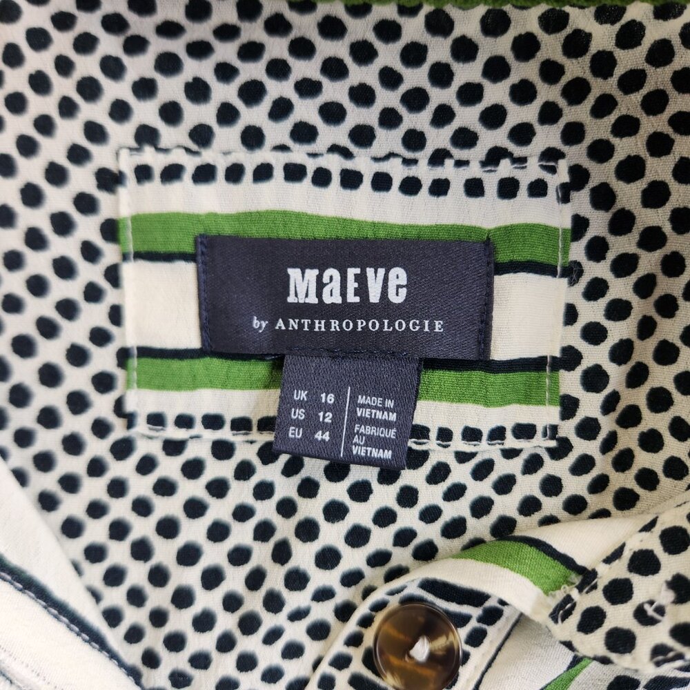 Maeve Anthropologie Dress Womens 12 Polka Dot Constantine Handkerchief Hem - Picture 9 of 16